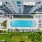 overhead shot of gated pool